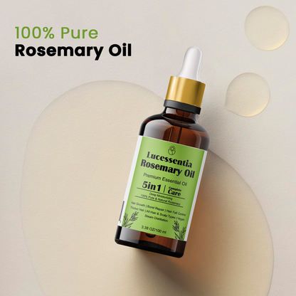Lucessentia Pure Rosemary steam distilled oil for scalp wellness and fuller-looking hair, featuring high-cineole botanical potency