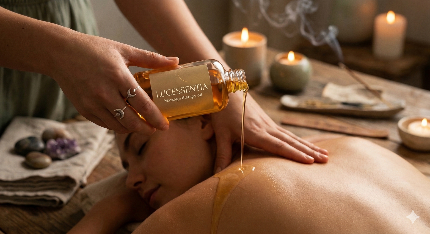 Luxury spa sanctuary featuring Lucessentia botanical oils, representing the bridge between 12,000ft Himalayan resilience and professional wellness treatments