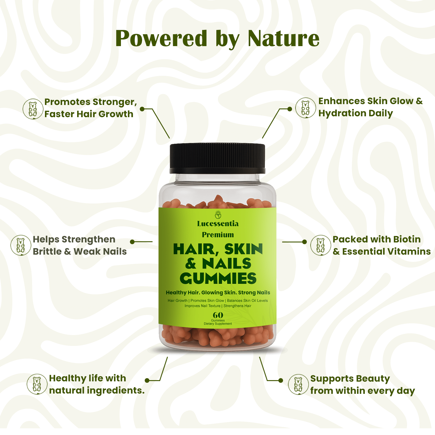 Hair, Skin & Nail Gummies [3 in 1 Gummies]